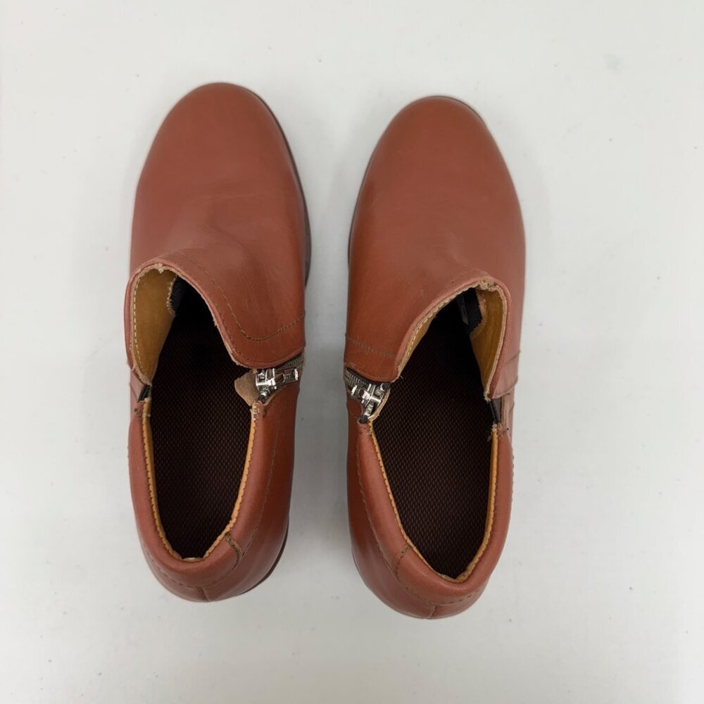 Xena Gravity Cognac Brown Leather Safety Toe Heel Booties Shoes Womens size 10 - Picture 4 of 9